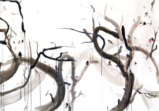 black bids, 2013, 200 x 140 cm, ink acrylic paint on paper