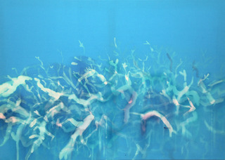 coral bleaching, 2016, 100 x 140 cm, bleach, dye on cotton